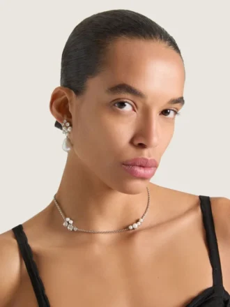 Collar corto Crystal Pearl en metal, cristales y perlas