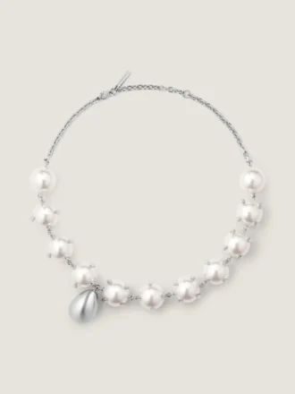 Collar de perlas en forma de púas en metal y perlas