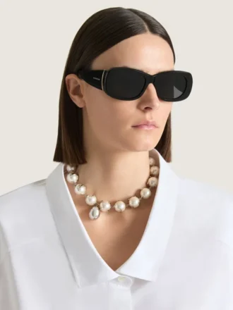 Collar de perlas en forma de púas en metal y perlas