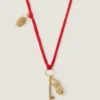 Collar Lucky Charms de seda y metal Collar Lucky Charms de seda y metal