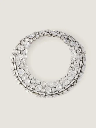 Collar Torque con cristales llamativos en metal y cristales