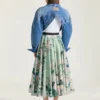 Falda larga circular de popelín con estampado de rosas Falda larga circular de popelín con estampado de rosas
