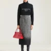 Falda lápiz midi en lana mixta con diseño en espiga Falda lápiz midi en lana mixta con diseño en espiga