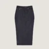 Falda midi con detalle de solapa en denim sin tratar Falda midi con detalle de solapa en denim sin tratar
