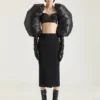 Falda midi con detalle «kickback» en lana Falda midi con detalle «kickback» en lana