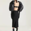 Falda midi con detalle «kickback» en lana Falda midi con detalle «kickback» en lana