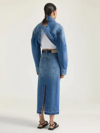 Falda-pantalón midi en denim azul medio Falda-pantalón midi en denim azul medio
