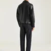 Blouson motero con cremallera de cuero