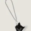 Micro bolso de mano de noche en piel metalizada con cadena