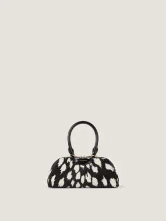 Mini Antigona Bag de forma horizontal en piel con efecto potro y estampado animal