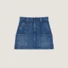 Mini falda cargo en denim azul medio