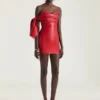 Mini vestido bustier de piel napa con lazo Mini vestido bustier de piel napa con lazo