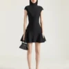 Minivestido con falda acampanada de viscosa de lana