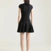 Minivestido con falda acampanada de viscosa de lana
