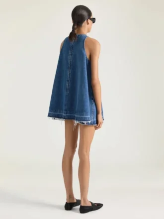 Minivestido de denim azul medio