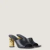 Mules con tacón de cinta en piel Mules con tacón de cinta en piel