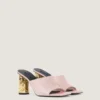 Mules con tacón de cinta en piel Mules con tacón de cinta en piel