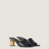 Mules con tacón de cinta en piel Mules con tacón de cinta en piel