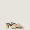 Mules con tacón de cinta en piel Mules con tacón de cinta en piel