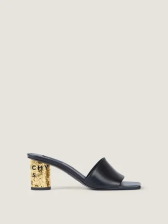 Mules con tacón de cinta en piel