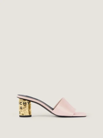 Mules con tacón de cinta en piel