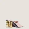 Mules con tacón de cinta en piel Mules con tacón de cinta en piel