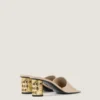 Mules con tacón de cinta en piel Mules con tacón de cinta en piel