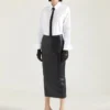 Falda midi con detalle en la parte trasera en piel napa Falda midi con detalle en la parte trasera en piel napa