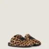 Mules planos Label en piel con efecto potro y estampado de leopardo Mules planos Label en piel con efecto potro y estampado de leopardo