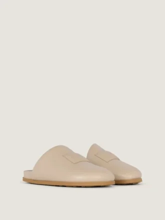 Mules planos Label en piel napa