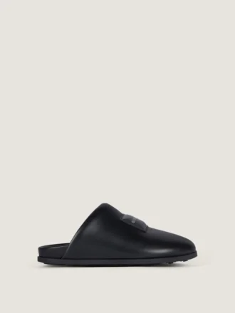 Mules planos Label en piel napa