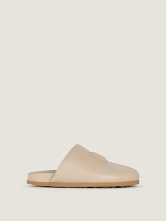 Mules planos Label en piel napa