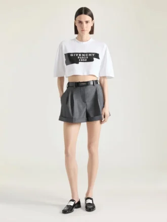 Pantalones cortos de lana con doble pliegue