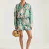 Pantalones cortos de seda con estampado de rosas Pantalones cortos de seda con estampado de rosas