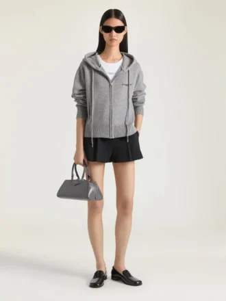 Sudadera con capucha y cremallera en lana y cachemira