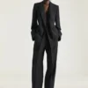 Pantalones de doble pliegue en lana y mohair