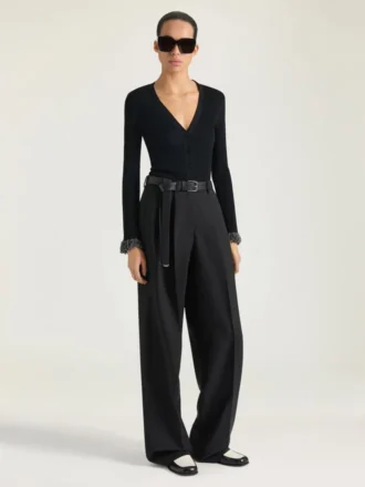 Pantalones de doble pliegue en lana y mohair