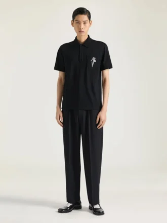 Polo de algodón con bordado de cristales
