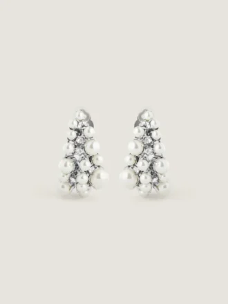 Pendientes de clip Crystal Pearl en metal, cristales y perlas