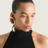 Pendientes de clip esculturales con cristales, en metal y cristales Pendientes de clip esculturales con cristales, en metal y cristales