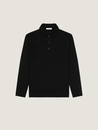 Polo de lana con detalles de grosgrain