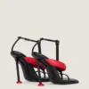 Sandalias de tacón bicolor Boudoir en piel napa