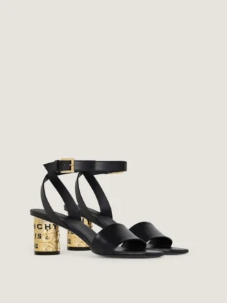 Sandalias de tacón con cinta en piel