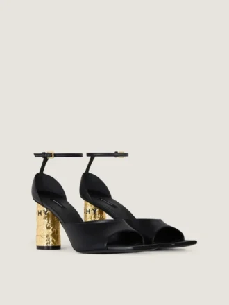 Sandalias de tacón con cinta en piel