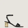 Sandalias de tacón con cinta en piel Sandalias de tacón con cinta en piel