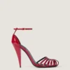 Sandalias de tacón con diseño de jaula en piel charol