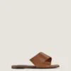 Sandalias planas de piel con corte cuadrado