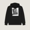 Sudadera con capucha de felpa con costuras de alta costura y estampado de claqueta