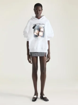 Sudadera con capucha de felpa con estampado de archivo