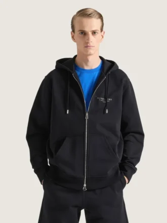 Sudadera con capucha y cremallera de felpa con estampado del sello de Givenchy